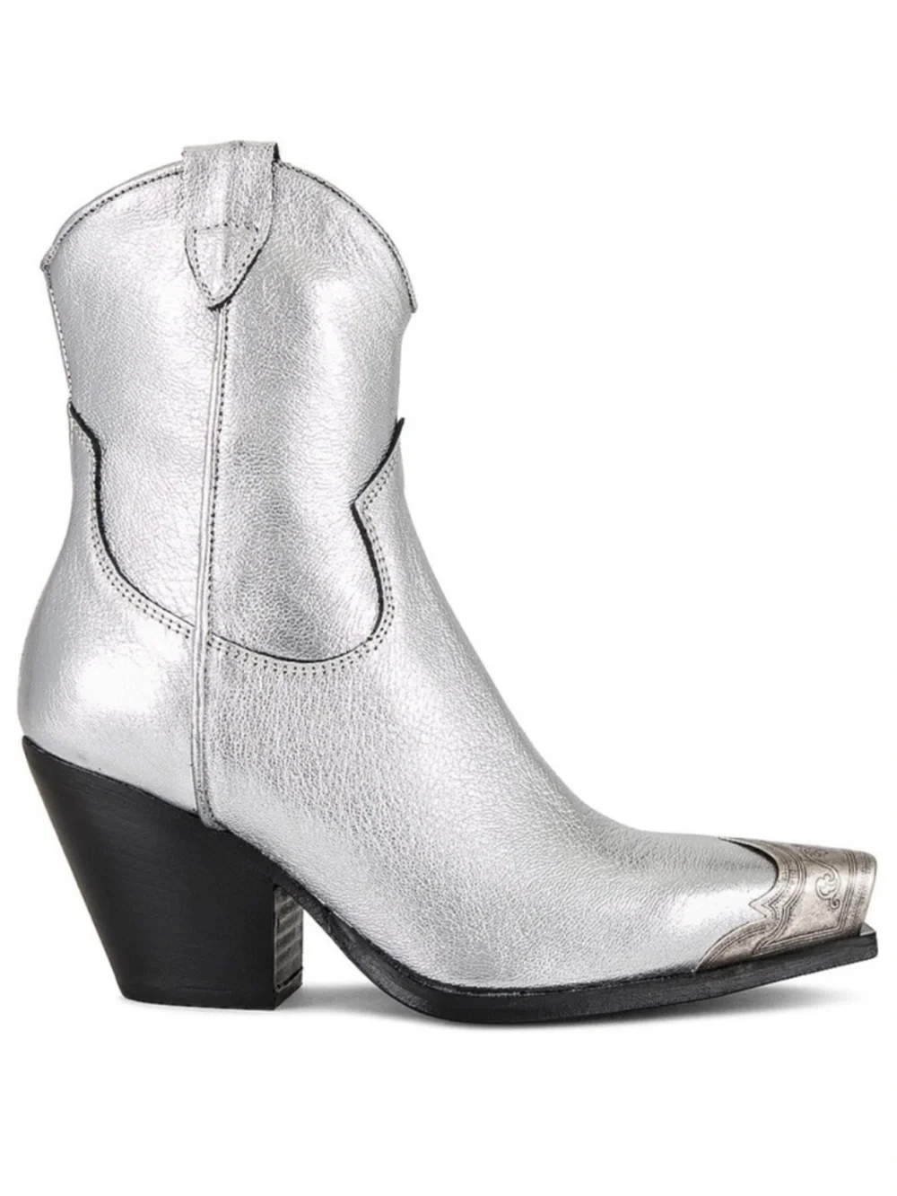 NIB Free People Brayden Western Boot US 7 EU 38 Pewter Silver